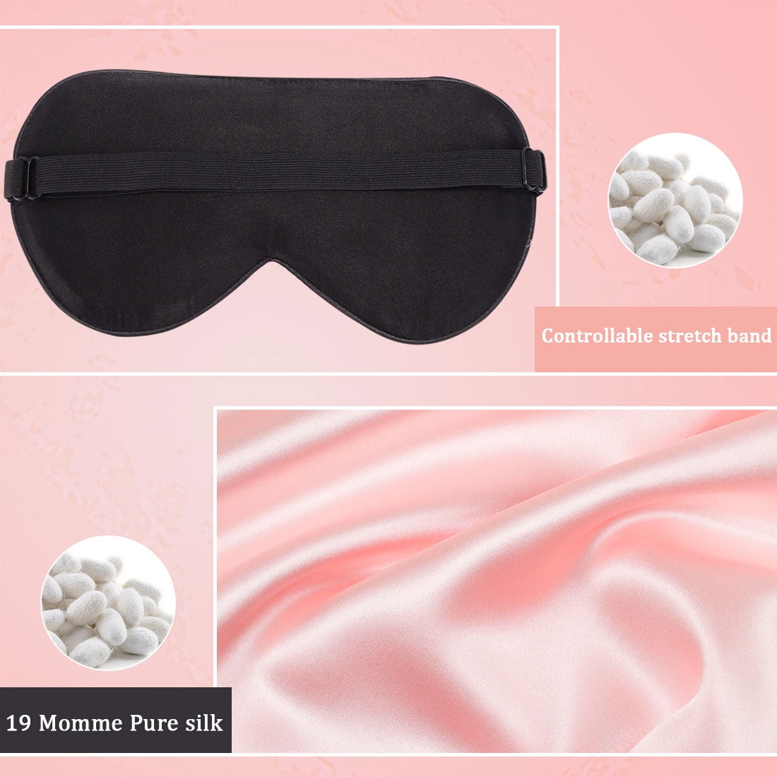 Unique Bargains 2-Pack Silk Pillowcase Eye Cover Set Pink King