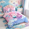 thumbnail image 2 of Manfei Pastel Axolotl Pattern 7-Piece Twin Bedding,3D Print Salamander Bedding Comforter Set,Pink Reversible, 2 of 7