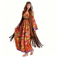thumbnail image 6 of Women's 60s 70s Hippie Costume Set, Retro Boho Long Maxi Dress with Fringe Cardigan & Headband, Halloween Cosplay Party Outfit for Women, 6 of 6