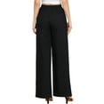 thumbnail image 3 of Wide Leg Dress Pants for Women's High Elastic Waisted Office Work Trousers Palazzo Pant XS Black, 3 of 6