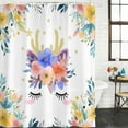 thumbnail image 2 of Pink Blue Floral Shower Curtain, Waterproof Shower Curtains for Bathroom, Farmhouse Antlers Flowers Abstract Art Washable Fabric Bathtub Curtain Set Bath Decor with 12 Hooks Long 72"x84", 2 of 8