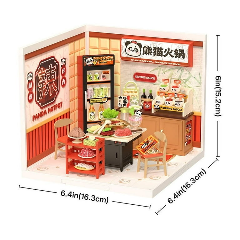 Rolife DIY Miniature Dollhouse Super Creator Panda Hot Pot Plastic