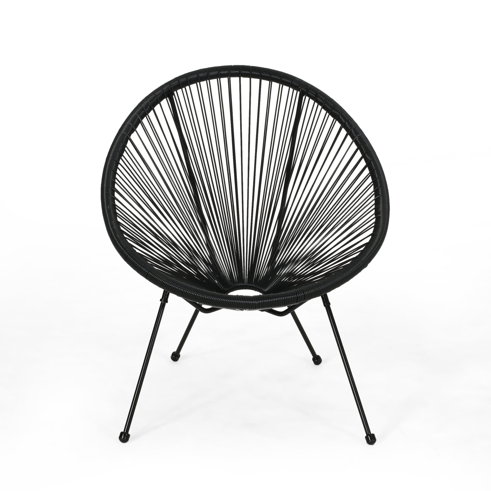 Leumius Set of 2 Modern Accent Chair with PE Rattan, Outdoor Accent Chair for Pool Beach Patio Lawn Black
