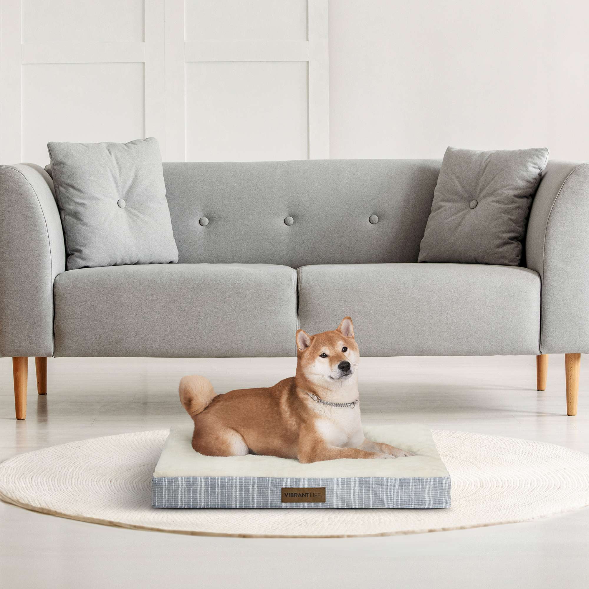 Vibrant Life Medium Orthopedic Foam Mat Dog Bed, Grey, 28" x 20"