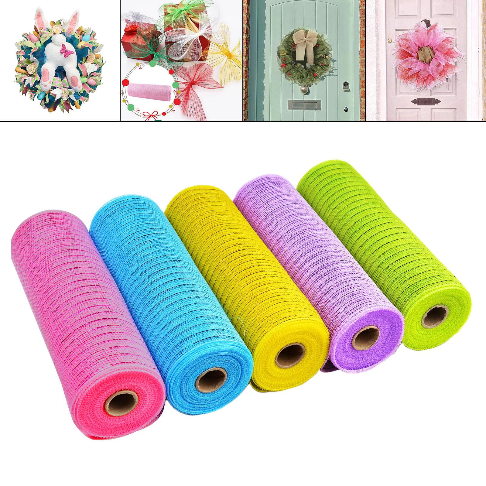 FVDPWYE 5 Rolls Easter Deco Poly Mesh Rolls Easter Ribbons Pink/Blue/Yellow/Purple/Green