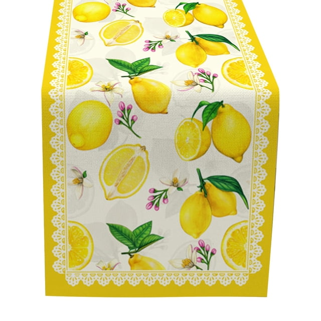 Petit Drapeau de Table Frais Printemps et Été Imprimé Fleur Lin Nappe 6