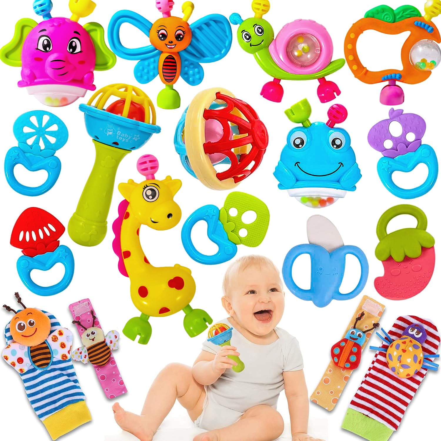 AZEN 18Pcs Baby Toys 3 6 Months Baby Rattles 0 6 Months Newborn Infant Baby Toys 0 3 Months Baby Rattles 0 6 Months Baby Toys 6 to 12 Months Baby Boy Girl Gifts Set Walmart