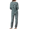 thumbnail image 3 of Conjunto de pijama de manga larga para mujer INSPIRE CHIC, sudadera de punto con estampado de estrellas, 2 piezas, ropa de dormir XL gris, 3 of 6