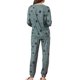 thumbnail image 3 of Conjunto de pijama de manga larga para mujer INSPIRE CHIC, sudadera de punto con estampado de estrellas, 2 piezas, ropa de dormir XL gris, 3 of 6