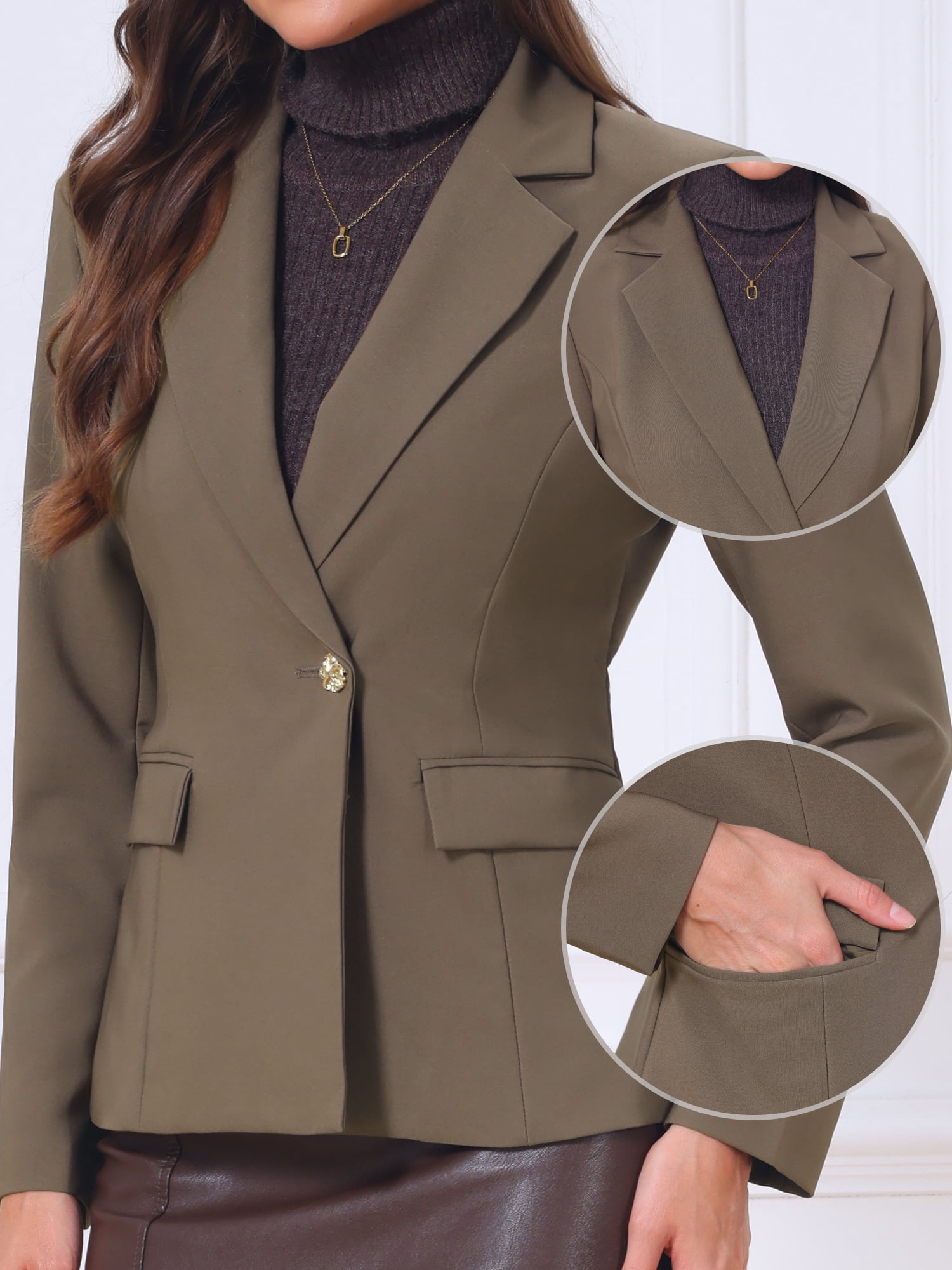 DARING DIVA Women's Stylish Office Suit Jackets Blazers XS Brown