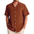 thumbnail image 2 of Mens Pique Shirts Mens Golf Shirts 2025 Linen Hawaii Channeling Hugh Lapel Sports Beach Short Sleeved Mens Casual Shirts, 2 of 4