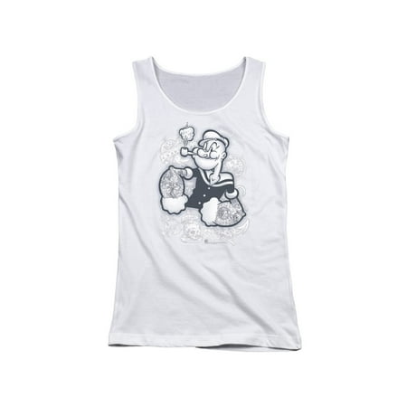 Popeye The Sailor Man Animated Cartoon Character Tattooed Juniors Tank Top
