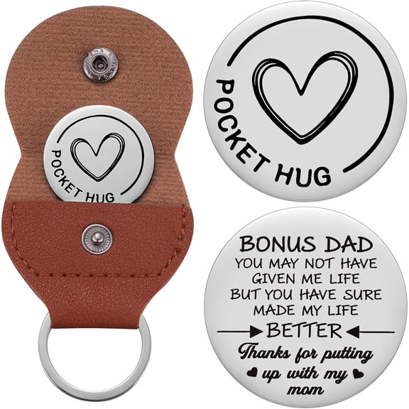 Pocket Hug Token Inspirational Reminder Gifts Mental Health Thinking of You Gift Self Love with PU Leather Keychain