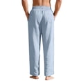 thumbnail image 6 of Boyscolos Mens Summer Beach Pants Elastic Waist Drawstring Casual Linen Pants Lightweight Loose Fit Fashion Yoga Trousers Blue M, 6 of 6
