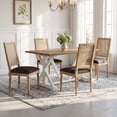 thumbnail image 4 of Noble House French Country Dining Chair Set of 2,Rectangular Cane Backrest,Brown, 4 of 10