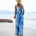 thumbnail image 3 of Caywon Women Fashion Casual Loose Fit Printed Pattern Pockets Sleeveless Back Strap Jumpsuit One Piece Romper Comfortable Lightweight Fabric Relaxed Light Blue L, 3 of 5