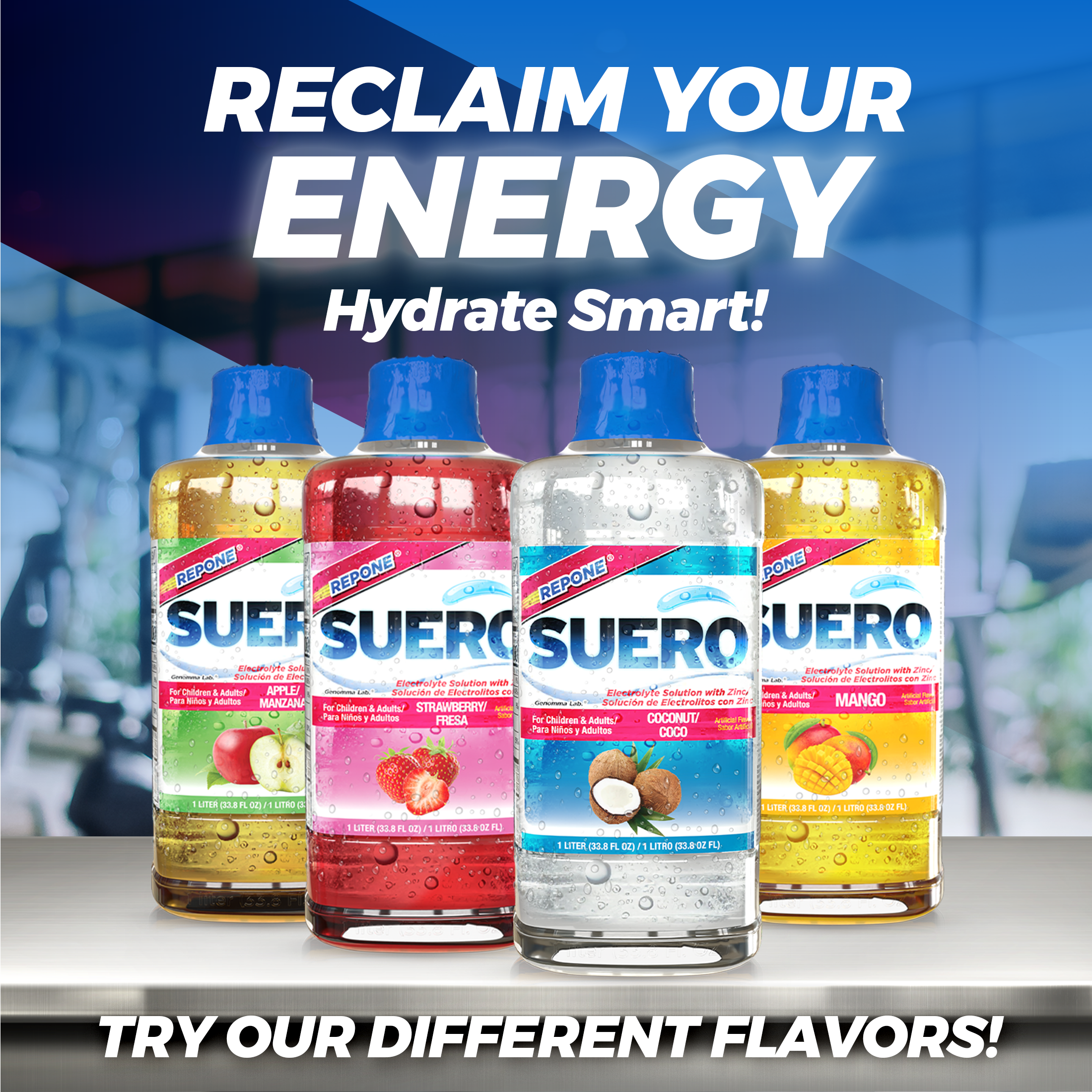 (4 pack) Suero Repone Coconut Electrolyte Drink, 1 Liter, For Children & Adults