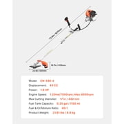 VEVOR Cordless String Trimmer, 43 cc 2-Stroke, Gas Powered Weed Wacker, 17 Cordless Grass Trimmer, Multi-Functional Lawn Edger with Shoulder Strap & 3T Blade, Weed Eater for Quick Grass Cleaning
