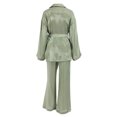 thumbnail image 4 of Txlixc Traje de pijama para mujeres, portátil de manga larga de color sólido + pantalones sueltos + cinturón Txlixc moda, 4 of 9