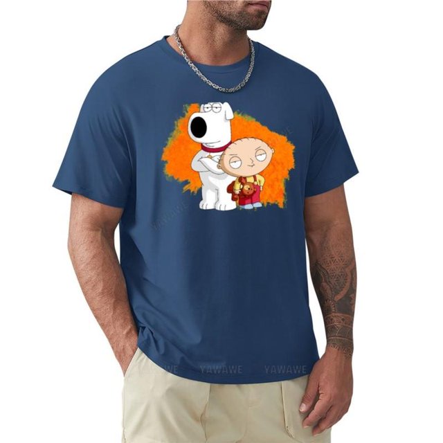 Camiseta de marca de verano para hombre Camiseta estampada de brian y stewie ropa corta