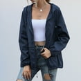 thumbnail image 3 of yoeyez Casual Windproof Jacket for Women Hooded Waterproof Zipper Windproof Waterproof Raincoat Jacket Lightweight Packable Rain Jackets for Women Waterproof Leather Jacket Women, 3 of 5