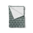 thumbnail image 2 of Fleur De Lis Soft Flannel Fleece Blanket, Abstract Dotted Rectangles with Floral Pattern Polka Dots with Vintage Motifs, Cozy Plush for Indoor and Outdoor Use, 50" x 60", Sage Green, by Ambesonne, 2 of 5