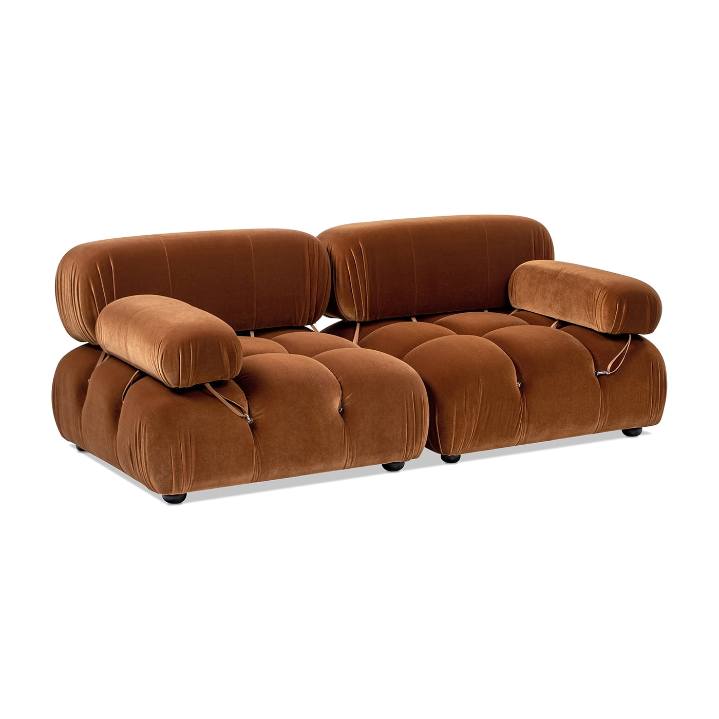 Jennifer Taylor Home Marcel 72.5" Bubble Modular Modern 2-Piece Loveseat Sofa, Burnt Orange Performance Velvet