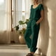 thumbnail image 2 of TaTaai Women's Spring Summer Two Piece Outfit Short Sleeve Round Neck T-Shirt and Cargo Trousers Solid Color Casual Matching Set for Daily Wear Gift, 2 of 9
