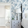 thumbnail image 3 of Brewster Gabriela Blue Floral Paste The Wall Non Woven Wallpaper, 20.5-in by 33-ft, 56.4 sq. ft., 3 of 4