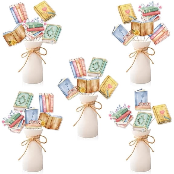 24PCS Book Club Birthday Table Centerpieces Sticks Reading Birthday Party Decorations I Love Reading Bday Table Decorations Library Books Club Party Supplies for Book Lovers