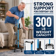 Healthbazaar Adjustable Lightweight Quad Cane for Women and Men, Blue