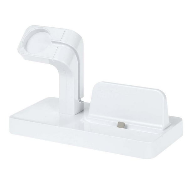 Base de carga Base de carga 2 en 1 Reloj inteligente Soporte de carga para teléfono Puerto USB Estación de carga, Blanco Eigraketly EL000780-04