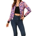 thumbnail image 2 of Chaqueta bomber para mujer Inspire Chic, corte ajustado, ligera, con cremallera, color púrpura, 2 of 6