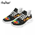 thumbnail image 1 of Zapatillas Noisydesigns de verano para mujer, con estampados de concienciación sobre el autismo, planas, de punto, de malla, transpirables, con cordones, 1 of 6