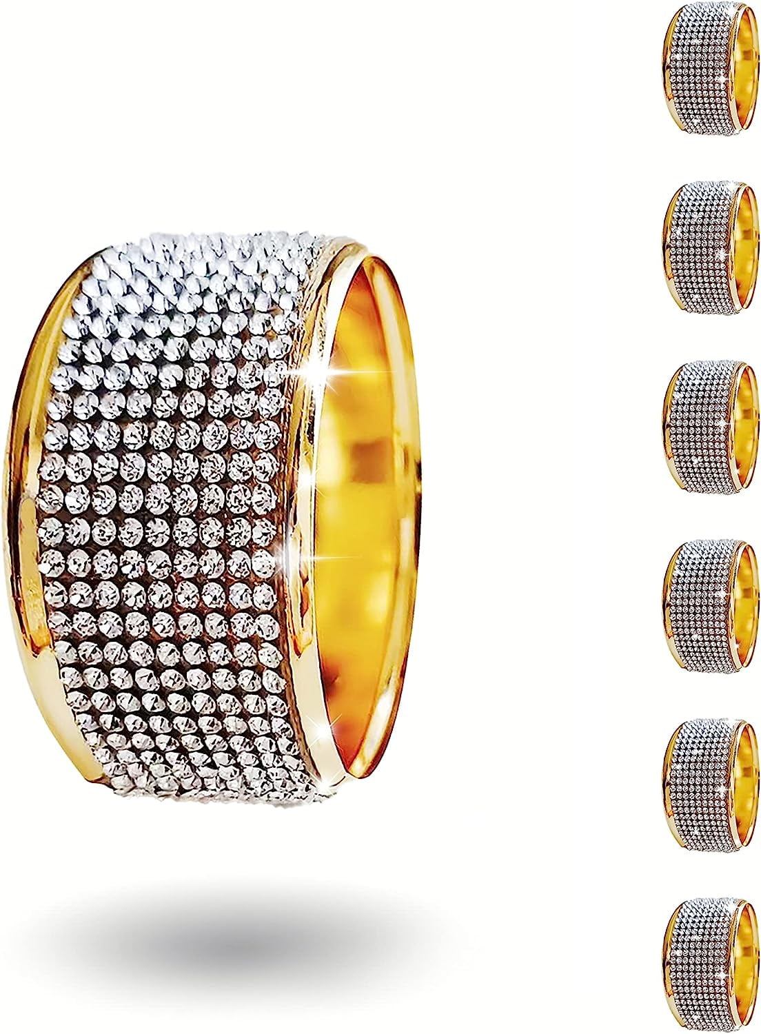 Sparkling Silver Rhinestone Napkin Rings Set, Elegant Table Decor for