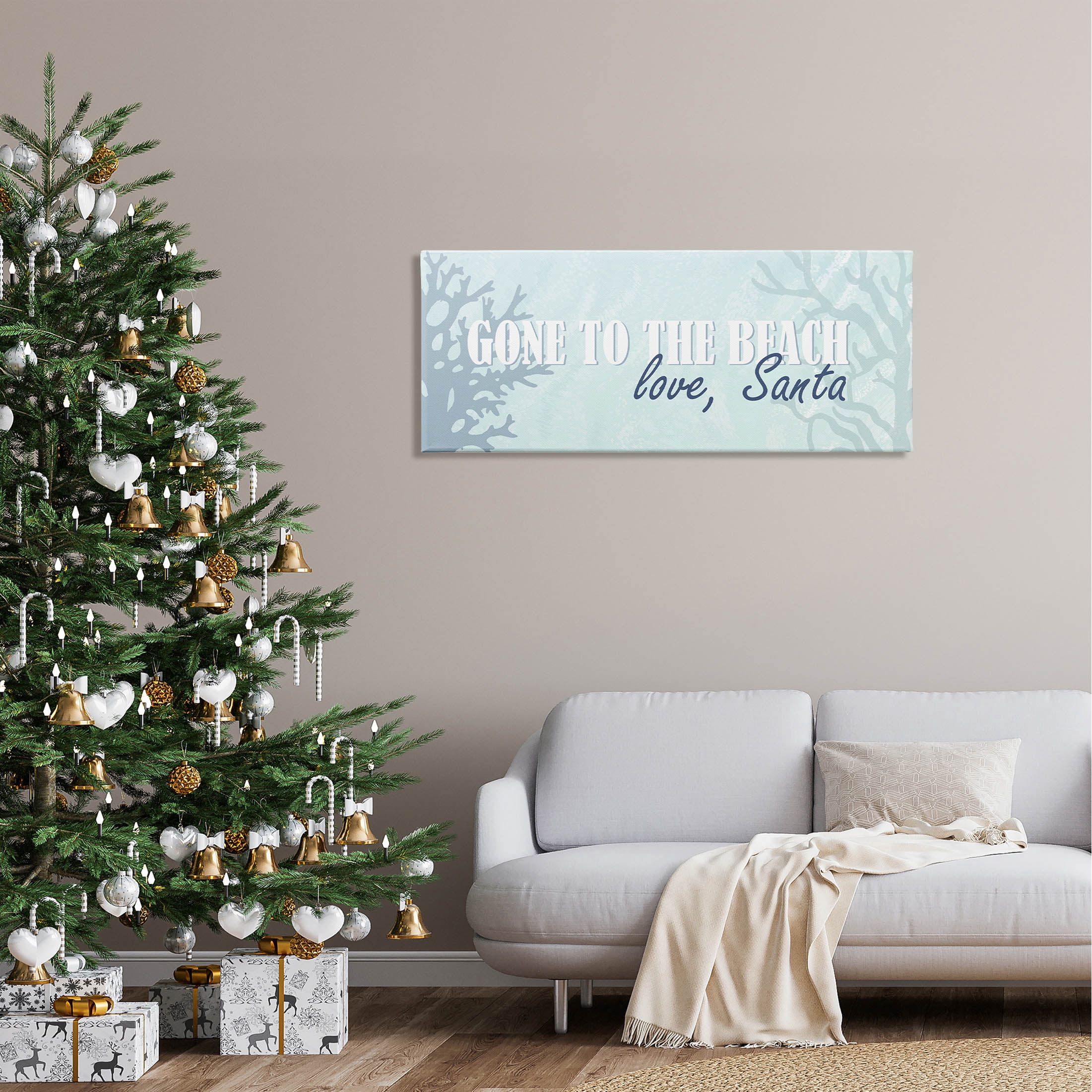 Stupell Industries Gone To Beach Love Santa Phrase Graphic Art Gallery Wrapped Canvas Print Wall Art, Design by Kim Allen