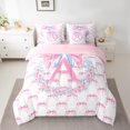 thumbnail image 2 of Castle Fairy Letter Monogrammed A Twin Bedding Sets 7-Piece for Boys Girls,Kawaii Floral Bow Bedding Comforter Set Microfiber,Dreamy Princess Breathable Sheet Sets,Breathable Home Decor,Reversible, 2 of 8