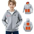 thumbnail image 2 of Sudadera con capucha térmica de invierno para niños y niñas, con control de temperatura y cremallera, 2 of 9