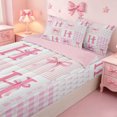 thumbnail image 3 of meiyoeat Modern Geometric Plaid Zipper Full Size Comforter Sets with Fitted Sheet and 2 Pillowcases For Kids,Pink Coquette Bow Initial Letter H Zipper Bedding Set,Pink Reversible,4 Pieces, 3 of 7