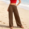 thumbnail image 3 of Admvng Women's Linen Pants Casual Summer Breathable Trousers with Pockets, 3 of 5