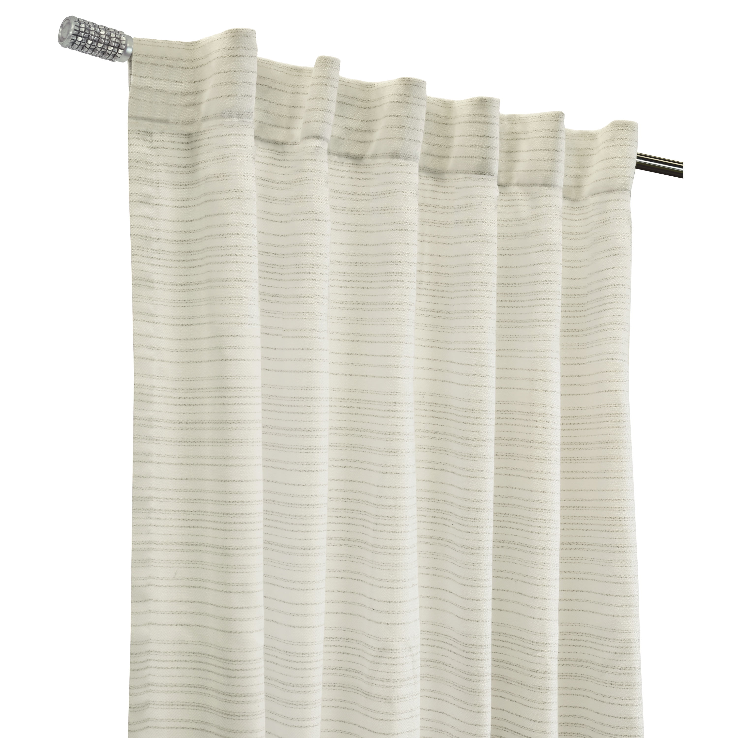 Anapolis Light-Filtering Herringbone Tone on Tone Textured Dual Header(Back Tab/Rod Pocket) Curtain Panel 52" x 95" in Linen
