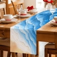 thumbnail image 5 of Blue Beach Coastal Table Runner 70 Inches, Summer Nautical Seaside Ocean Ombre Bed Runner Dresser Scarves Tabletop for Indoor Outdoor Parties/Ceremony/Banquet, 13" x 70", 5 of 9