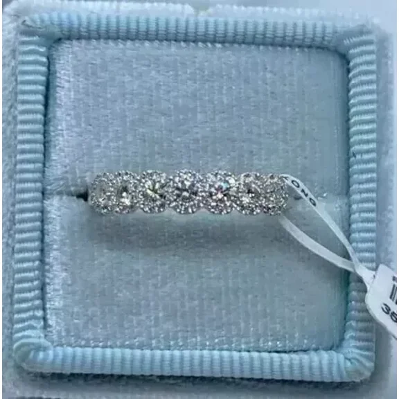 Wedding Band Ring 14K White Gold Plated Silver 2Ct Round Cut Lab Created Diamond