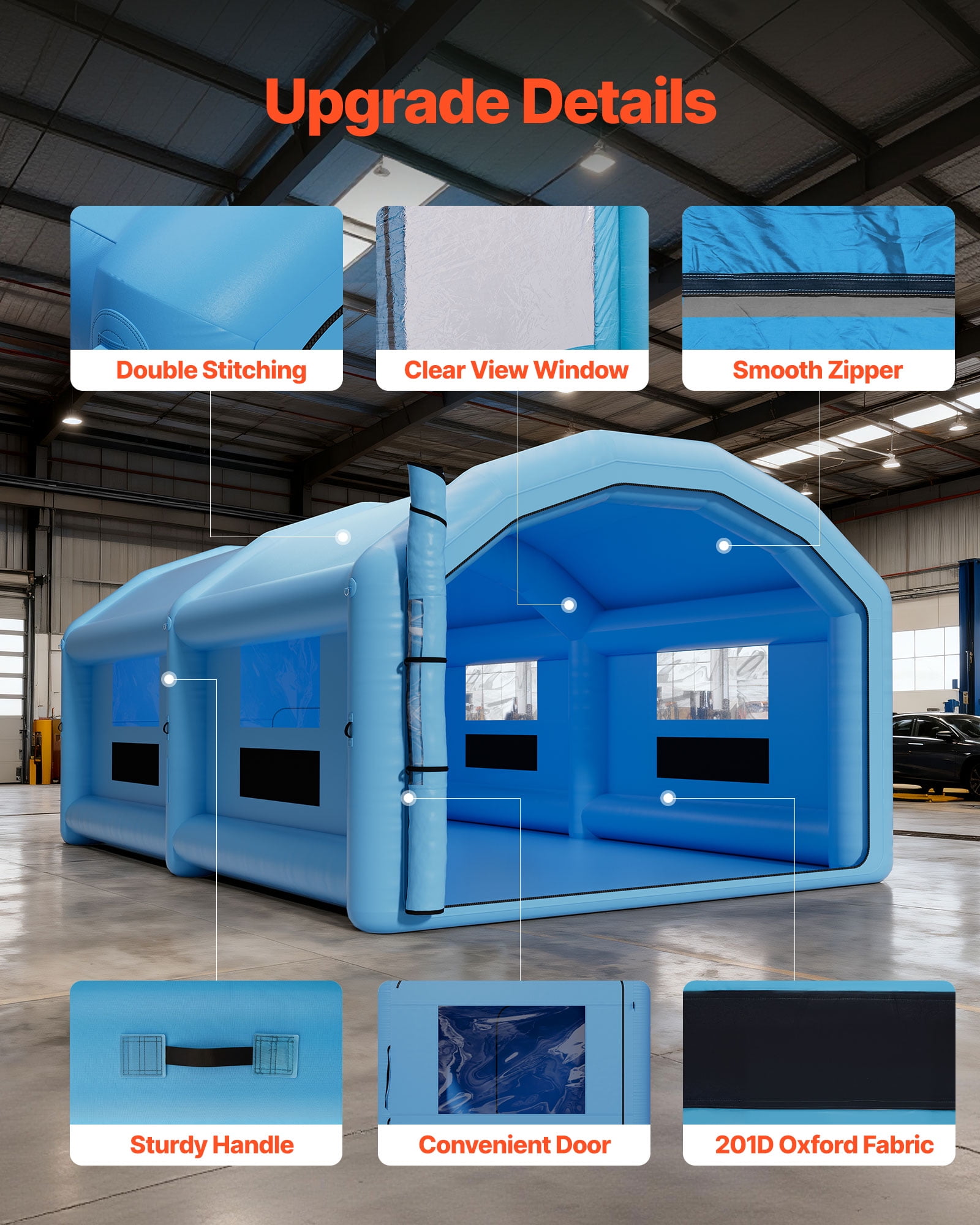 VEVOR Inflatable Paint Booth, 32.81 x 19.69 x 13.12 ft, Inflatable Spray Booth with 950W and 1100W Blowers and Air Filter System, Round Roof, for Painting Car, Truck, Furniture,Automotive Sheet Metal