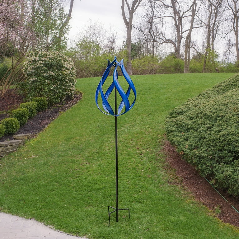 Ice Blue Flame Wind Spinner Kinetic Weather Yard Art Fire Garden Sculpture Decor Ice Blue Flame Wind Spinner Kinetic Weather Yard Art Fire Garden Sculpture Decor