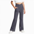 thumbnail image 3 of UAYOTSE Girls Cross Waist Flare Pants V Front High Rise Side Pockets Kids Back to School Stretch Trousers Fall,Sizes 7-8 Years, 3 of 9
