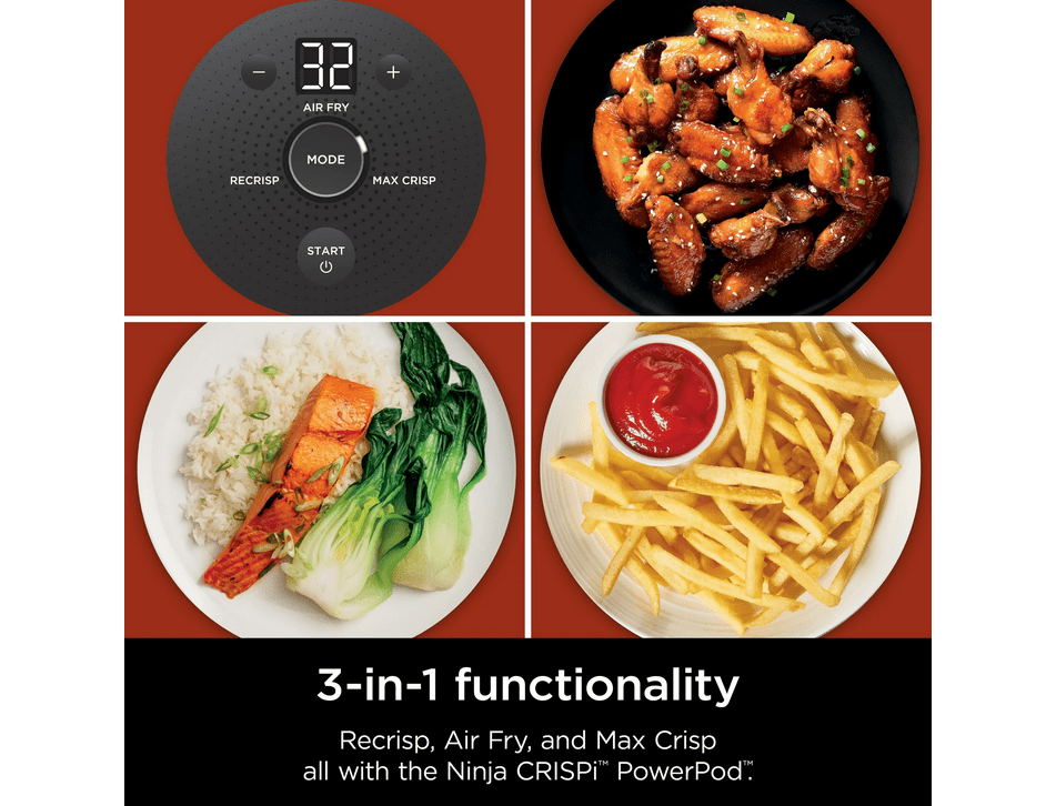 Restored Ninja Crispi Glass Air Fryer 4-Qt, 3-in-1, Air Fry Recrisp, Portable, Dishwasher Safe, FN090 White (Refurbished)