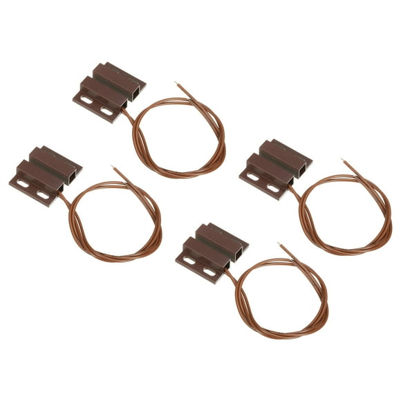 Unique Bargains Magnetic Reed Switch, 4 Pack NC Wired Magnetic Contact Switch, Brown