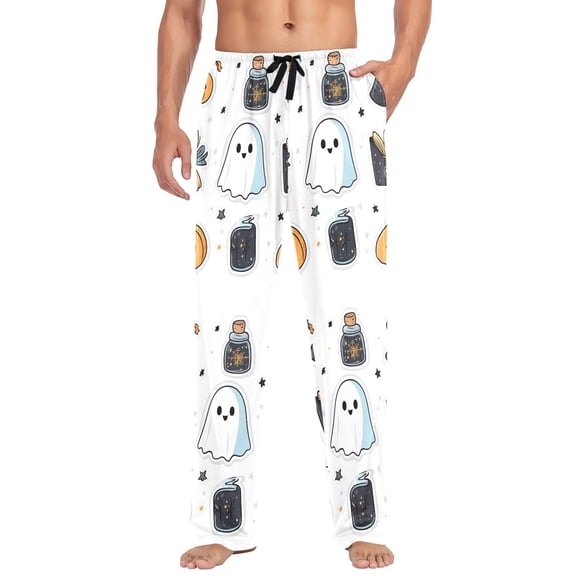 FORMRS Mens Pajama Pants with Pockets Sleepwear Lounge Bottoms Sizes S-2XL, Halloween Ghost