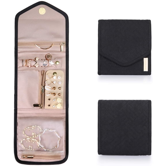 Travel Jewelry Organizer Case, Foldable Jewelry Roll, for Journey-Rings Necklaces Earrings Bracelets, 5.5x6.1inch